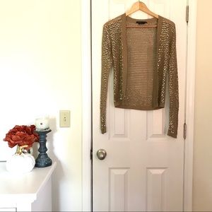 BCBGMaxAzria gold sequin cardigan